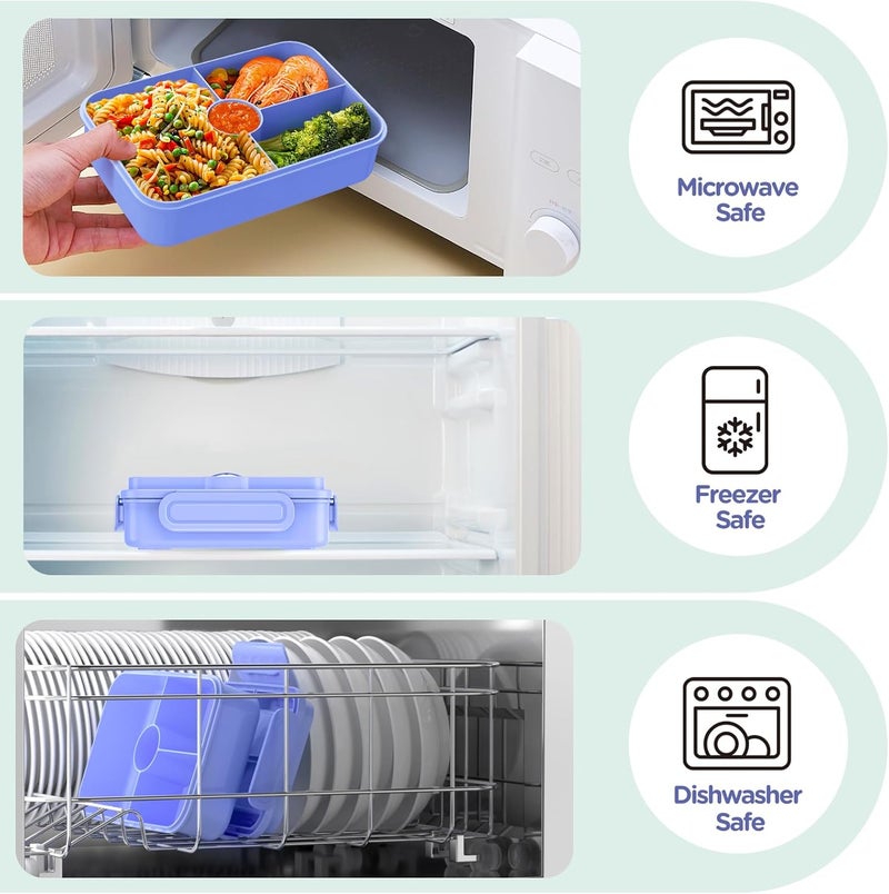 Jelife Bento Lunch Box for Kids - Large Bento-Style Leakproof Bento Boxes with 4 Compartments Lunchbox with Silverware for Kids Back to School, Reusable On-the-Go Meal and Snack Containers,Macaron - Image 5